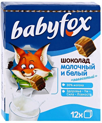 Babyfox Шоколад Молочный и Белый Полосатый 90г