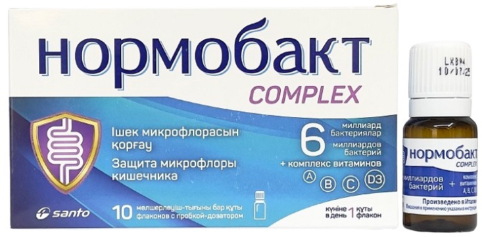 Нормобакт Complex флак. №10 ( витамин С,А,Д3 ) Santo (Упаковка)