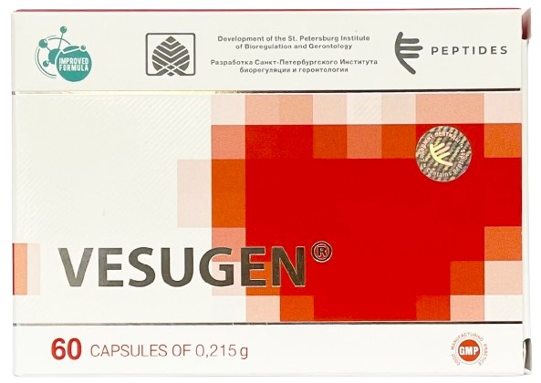 Везуген капс. 0,2 г №60 БАД ( пептидный ком-с АС-2 ( лизин,глутам.к-та, аспарагиновая к-та ) Vesugen (Упаковка)