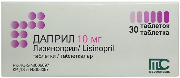 Даприл табл. 10 мг №30 ( лизиноприл ) (Упаковка)