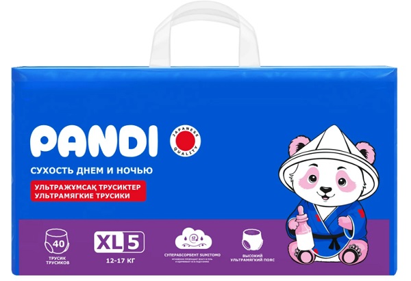 Подгузники-трусики для детей PANDI XL (12-17кг) 40шт
