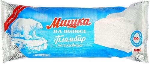 Мишка на полюсе Мороженое Полено Пломбир ванильный 400г