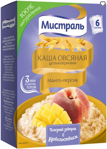 Мистраль Каша Овсяная Манго персик 240г