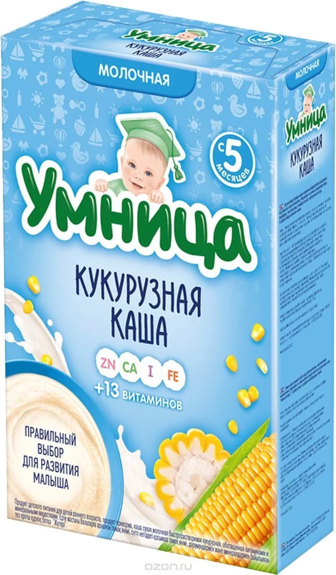 Умница Каша молочная кукурузная с 5-ти мес. 200 г.