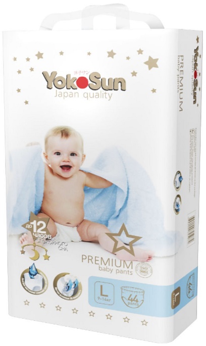 Трусики-подгузники для детей YOKOSUN Premium L44 ( 9-14 кг ) 44шт
