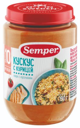 Semper Пюре Кускус с курицей 190гр