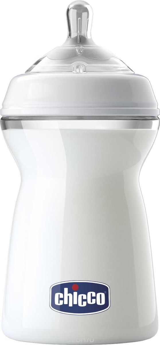Бутылочка Пластиковая CHICCO Natural Feeling 330мл Соска Силиконовая 6м+ White