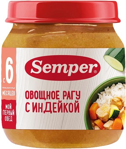 Semper Пюре Овощное Рагу с Индейкой 100гр