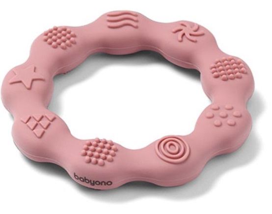 BABYONO Прорезыватель силиконовый Ring розовый арт.825/02