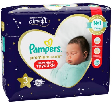 Трусики-подгузники для детей PAMPERS Premium Care ночные Midi №3 (6-11кг) 28шт