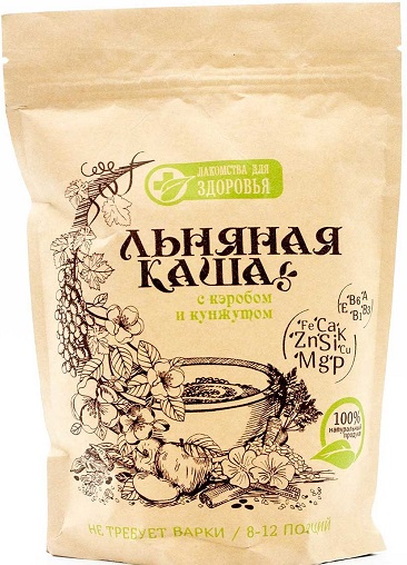 Лакомства для здоровья Каша Льняная с Кэробом и кунжутом 400г