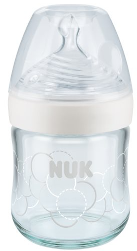 Бутылочка Стеклянная NUK Nature Sense 120 мл 1р S арт.10745094 ш/г Соска Силиконовая 3м+ белая