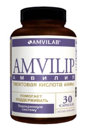 Амвилип капсулы 600 мг №30 (тиоктовая (альфа-липоевая) кислота) Амвилаб
