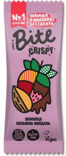 Bite Crispy Батончик Шоколад клубника миндаль 45г