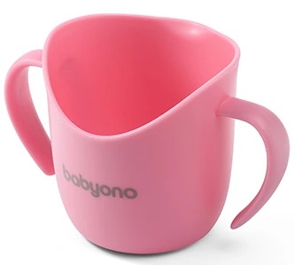 Кружка эргономичная 12м+ BABYONO Flow розовая арт.1463/04