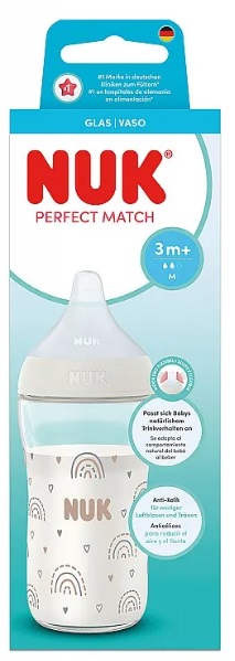 Бутылочка Стеклянная NUK Perfect Match Радуга 230мл арт.10212056