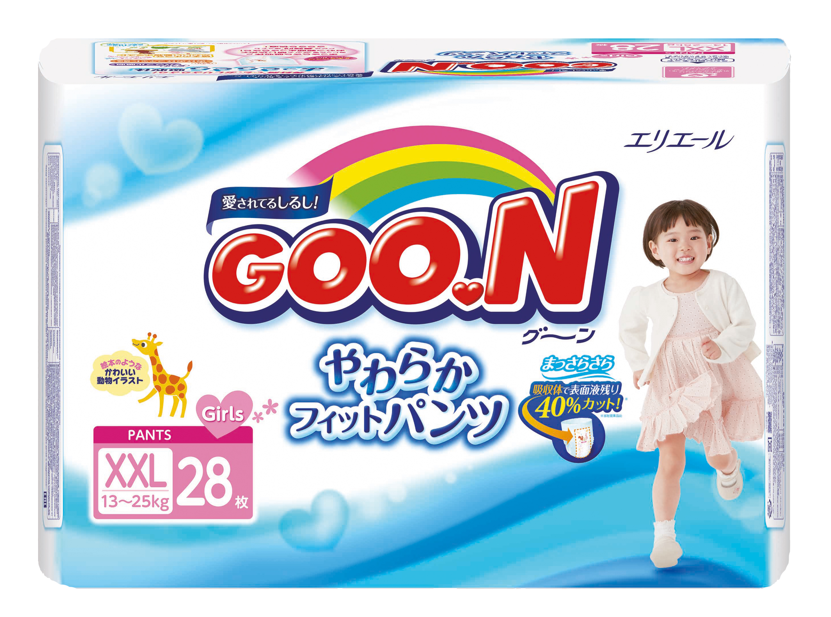 Трусики-подгузники для девочек GOON XXL28 (13-25кг) 28шт