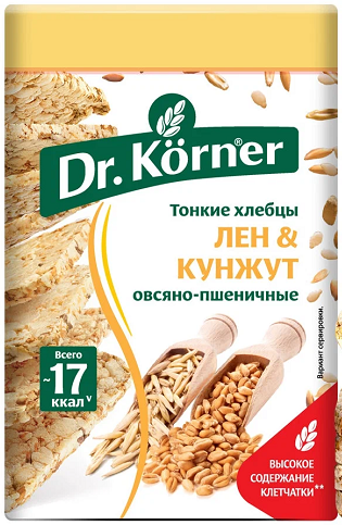 Dr.Korner Хлебцы тонкие Овсяно-пшеничные Лен Кунжут 100г