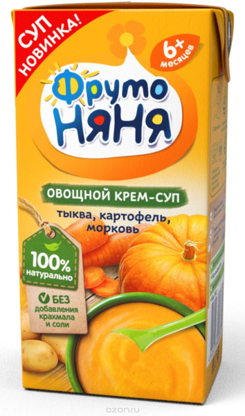 ФрутоНяня Овощной крем-суп (тыква, картофель, морковь) 0,2л