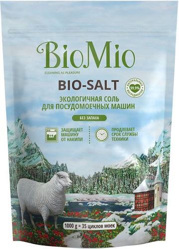 Bio Mio Экологичная соль для посудомоечной машины 1000 г без запаха