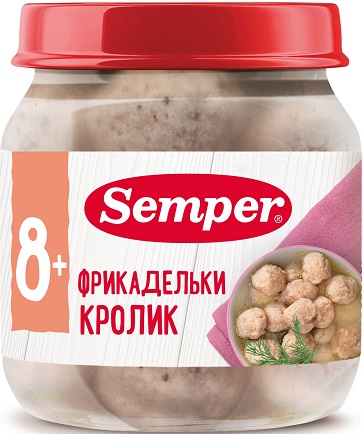 Semper Пюре Фрикадельки Кролик 100г ст.с 6 месяцев.
