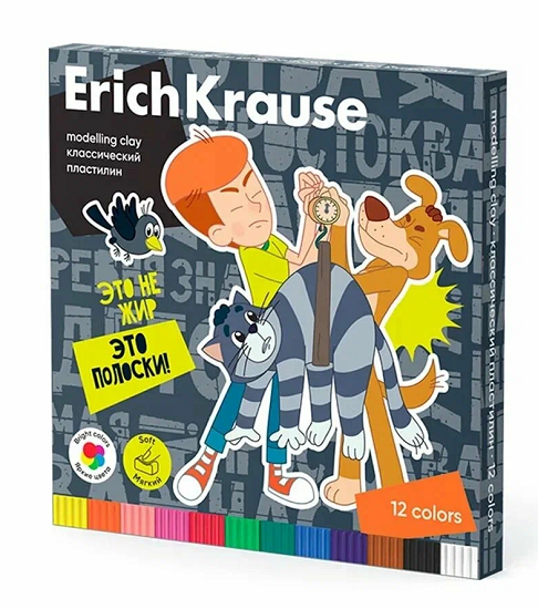 Пластилин Классический ErichKrause Простоквашино 12 цветов