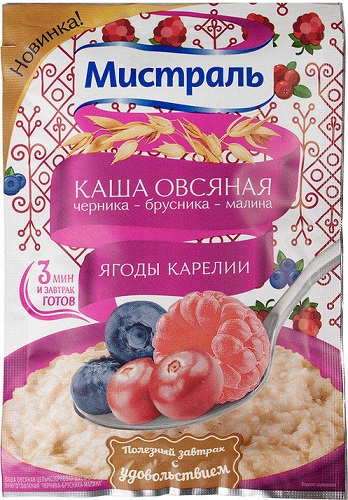Мистраль Каша Овсяная Черника-малина-малина 40г