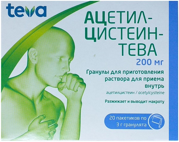 Ацетилцистеин Тева гранулы 200 мг №20 саше по 3 г (Упаковка)