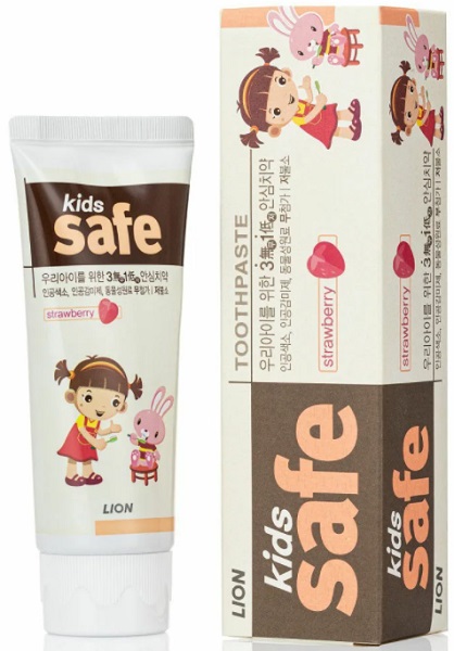 Зубная паста LION Kids Safe для детей Клубника 90 гр