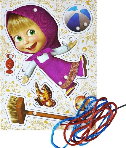 МАША И МЕДВЕДЬ 3+ Игра-Шнуровка Маша
