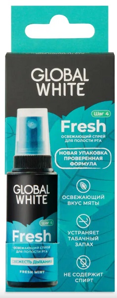 Спрей освежающий для полости рта GLOBAL WHITE Fresh 15мл