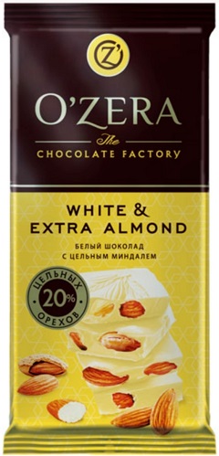 Ozera White & Extra Almond Белый шоколад с цельным миндалем 90,0