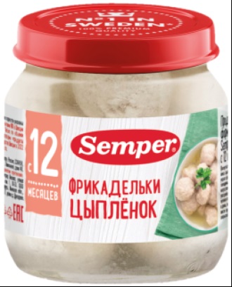 Semper Пюре Фрикадельки Цыпленок 100г ст.с 6 месяцев.