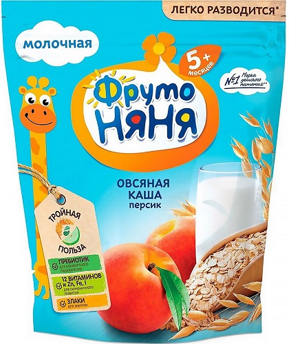 ФрутоНяня Каша молочная Овсяная Персик 200г с 5 мес