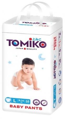 Трусики-подгузники для детей TOMIKO р.L ( 9-14 кг ) 46 шт