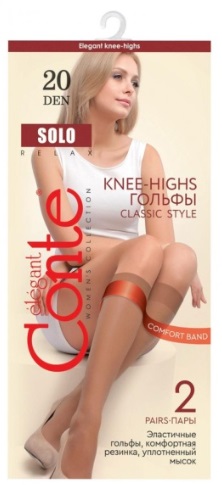 CONTE Гольфы женские 20 den Elegant Solo Natural р.23-25 (2пары)