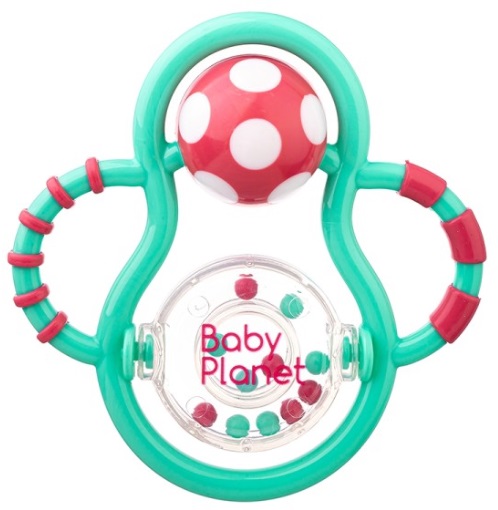 Прорезыватель 4м+ BABY PLANET погремушка с мячиком зеленый арт.8626/3