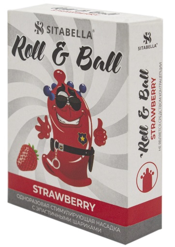 Насадка стимулирующая Sitabella ROLL E BALL STRAWBERRY с шариками 1шт