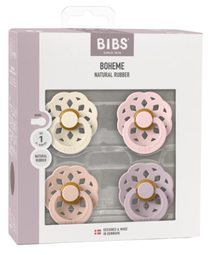 Набор пустышек BIBS Boheme Ivory/Blush/Blossom/Dusky Lilac 4 шт.6+ арт.240245