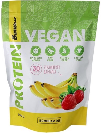 Bombbar Vegan Коктейль-Веган 900г Клубнично-банановый