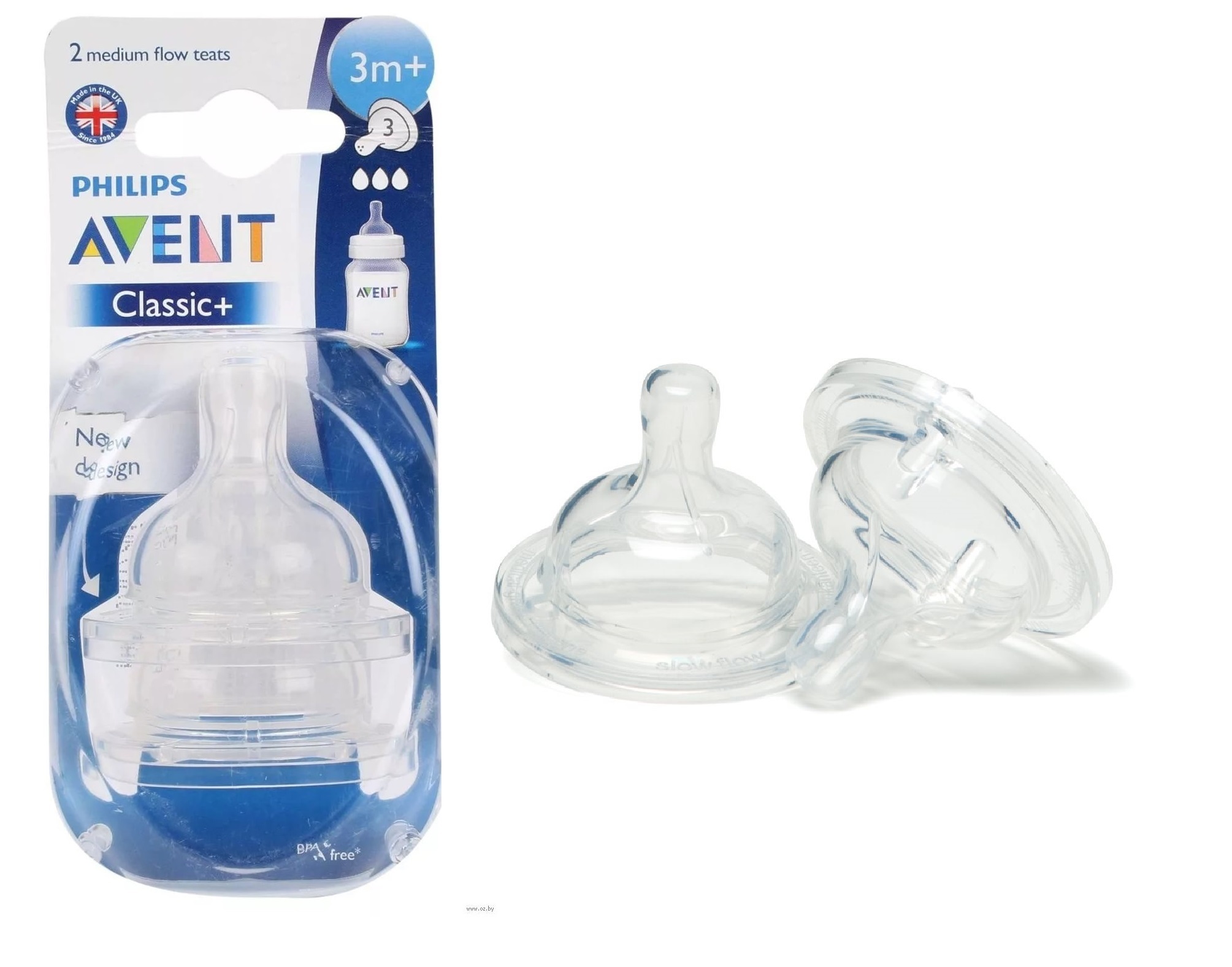 Соска Силиконовая AVENT Classic на Широк/горлыш 3м+ (2шт) SCF633/27