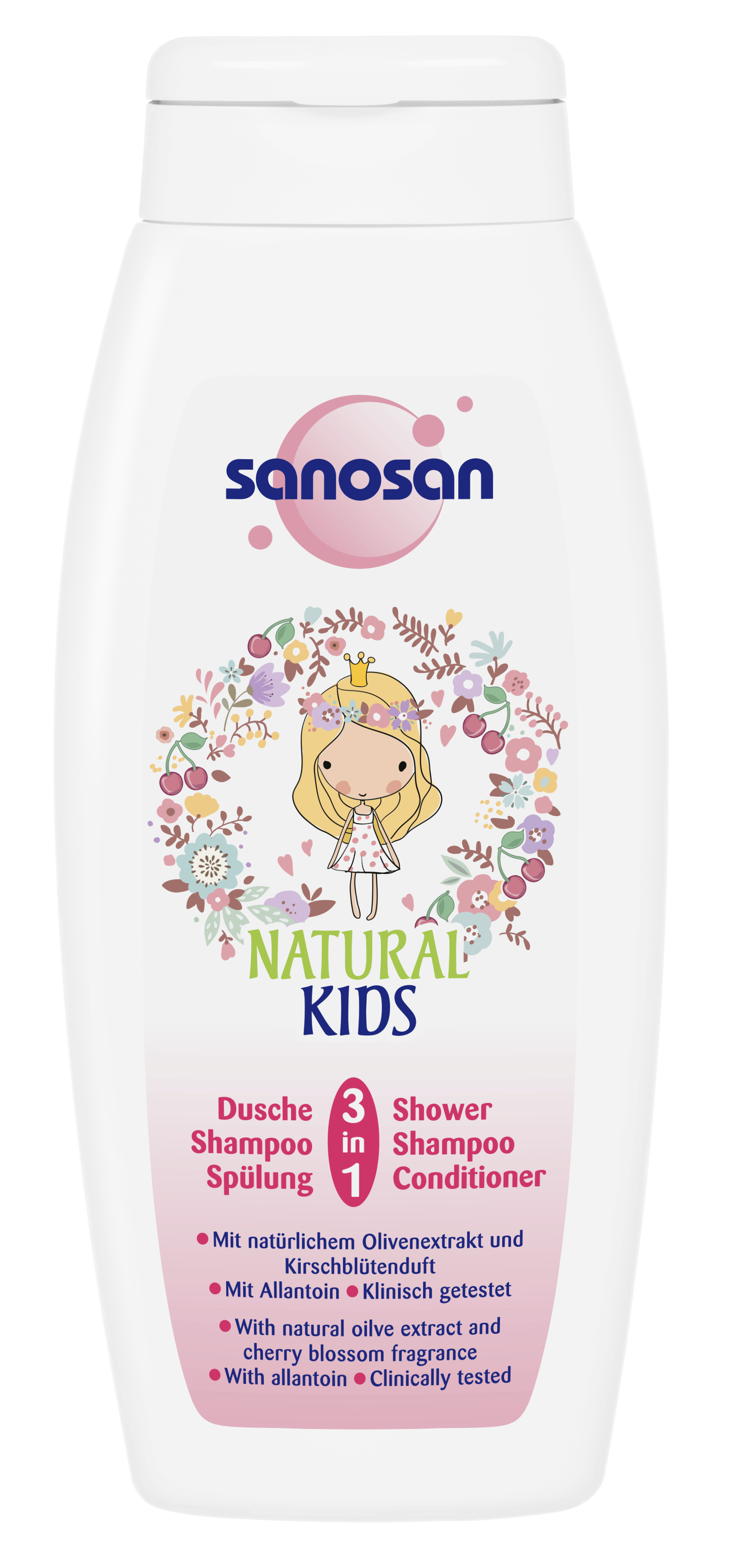 SANOSAN KIDS Гель для душа и шампунь для девочек 3в1  250 мл.