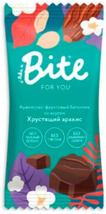 Bite for you Батончик Хрустящий арахис 35г арахисово-фруктовый