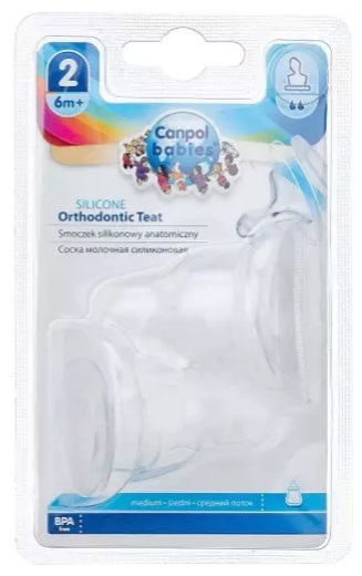 Соска-Пустышка Ортодонтическая силиконовая  CANPOL BABIES 6м ( 2 шт ) арт.18/126