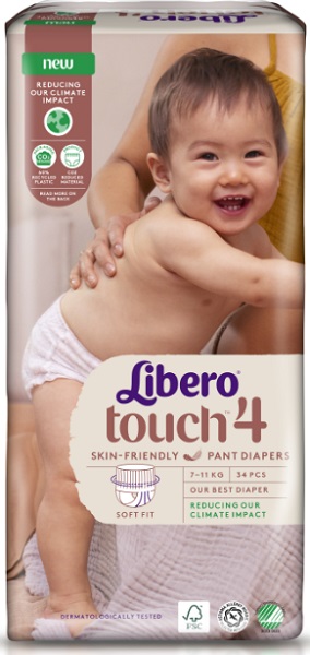 Подгузники трусики для детей LIBERO Touch №4 (7-11кг) 34шт