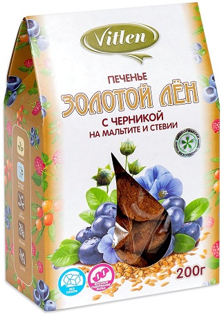 Vitlen Печенье Золотой лен с Черникой на мальтите и стевии 200г