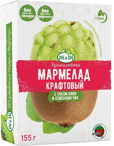 Di&Di Мармелад с соком Киви и семенами Чиа 155г крафтовый желейно-формовой