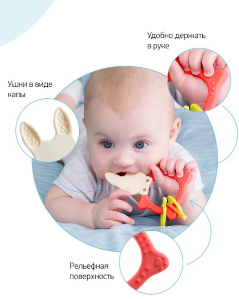 Игрушка прорезыватель ROXY KIDS Meow Teether коралловый арт.RMT-004