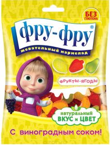 Маша и Медведь Мармелад жевательный Фру- Фру с виноградным соком  Фрукты- ягоды 100,0
