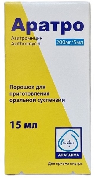 Аратро порошок 200 мг/5 мл 15 мл для пригот. сусп. ( азитромицин )